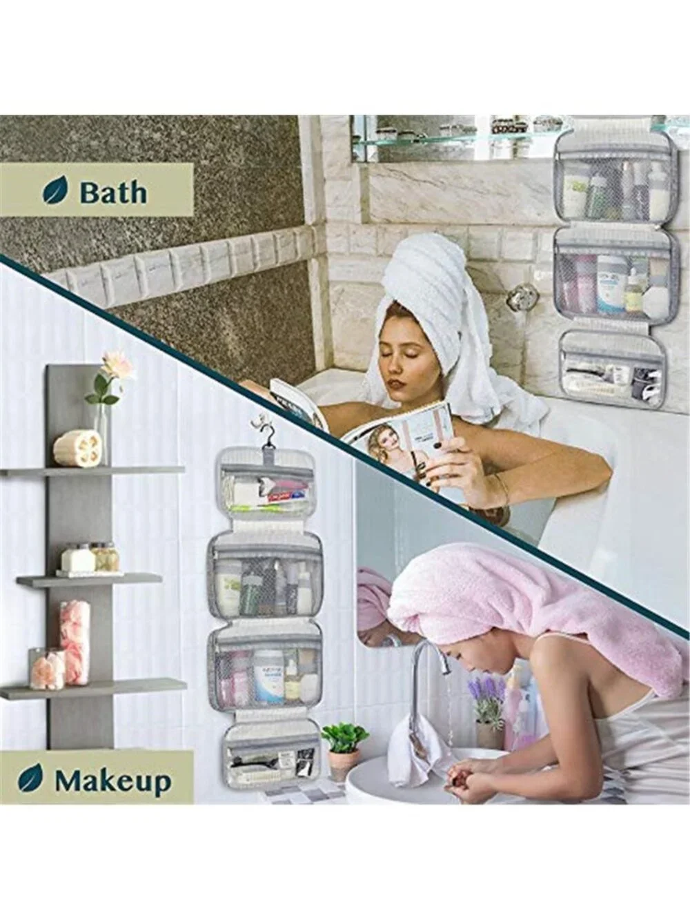 Womens Hanging Toiletry Bag Large Travel Makeup Cosmetic Organizer Waterproof